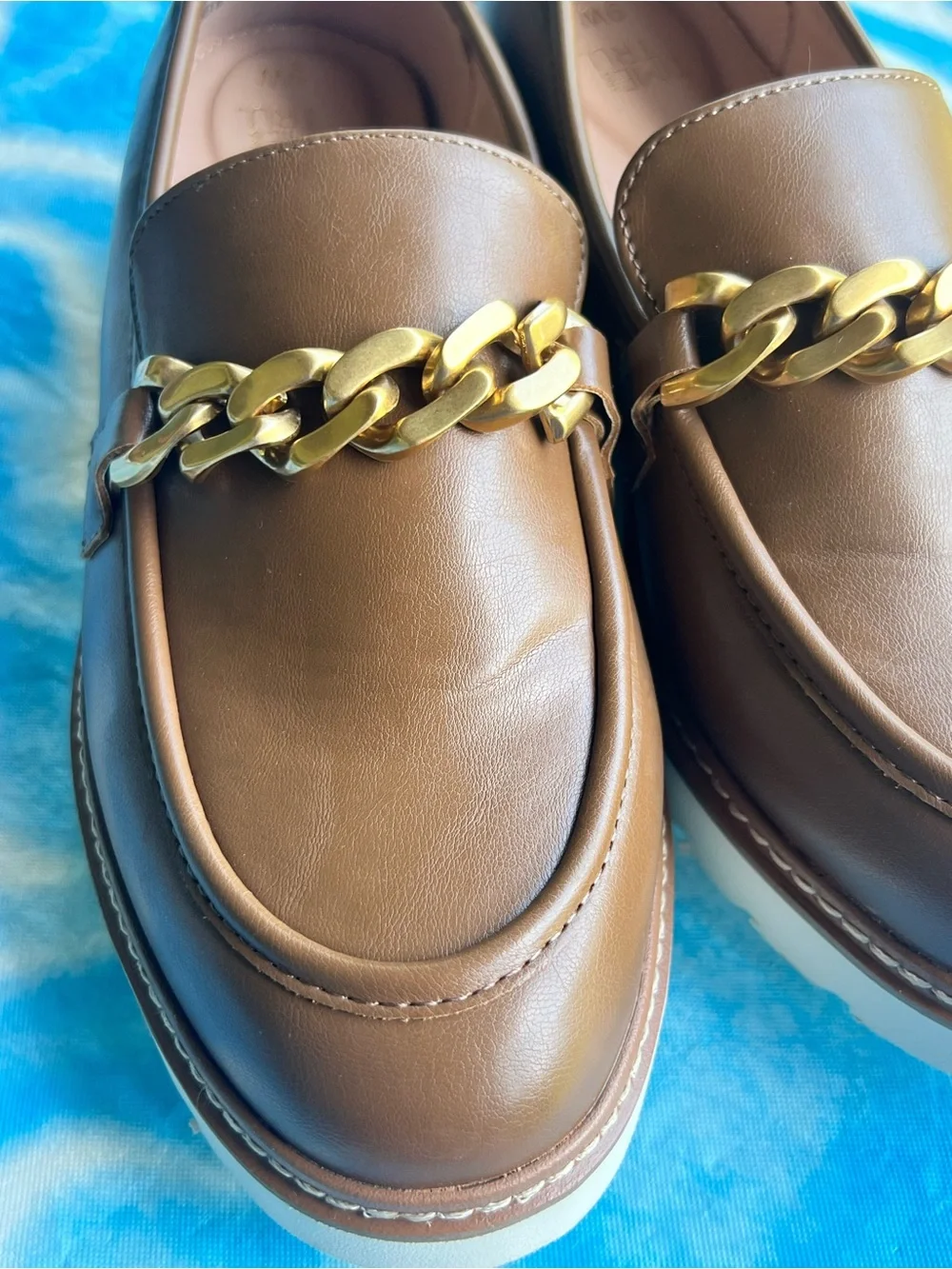 Time and Tru Women's Faux Leather Comfort Loafer with Chain Accent.